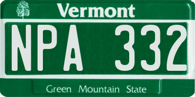 VT license plate NPA332