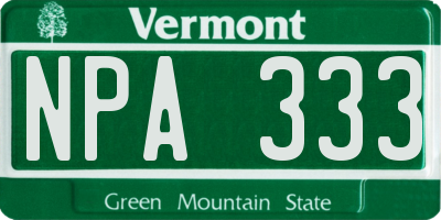 VT license plate NPA333