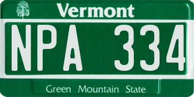 VT license plate NPA334
