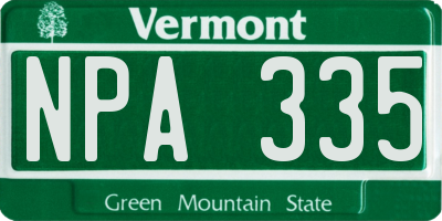 VT license plate NPA335