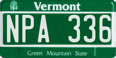 VT license plate NPA336