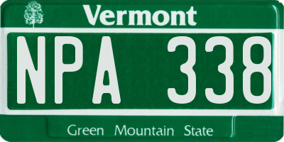 VT license plate NPA338