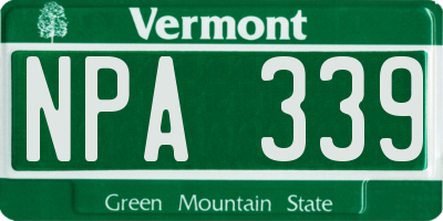 VT license plate NPA339
