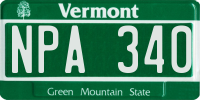 VT license plate NPA340