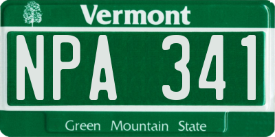 VT license plate NPA341