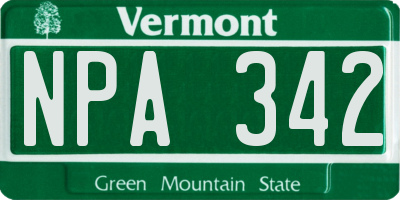 VT license plate NPA342