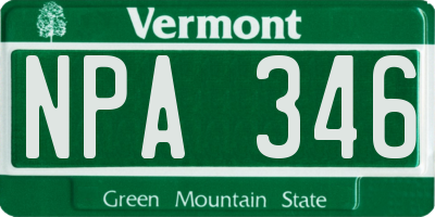 VT license plate NPA346