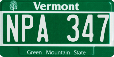 VT license plate NPA347