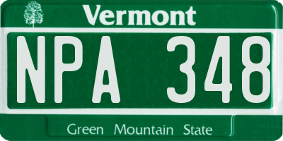 VT license plate NPA348
