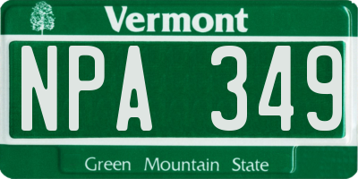 VT license plate NPA349