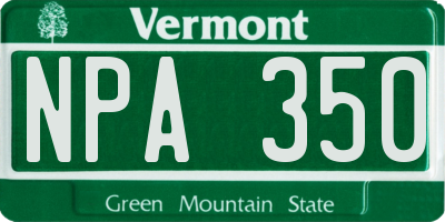 VT license plate NPA350