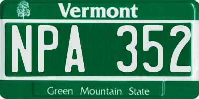 VT license plate NPA352