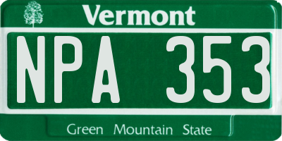 VT license plate NPA353