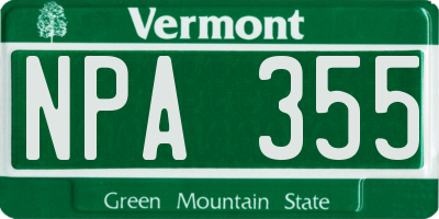 VT license plate NPA355