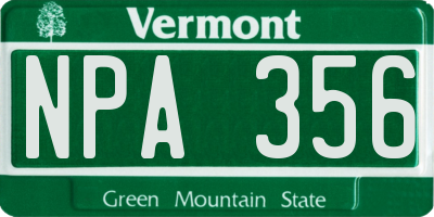 VT license plate NPA356