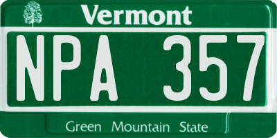 VT license plate NPA357