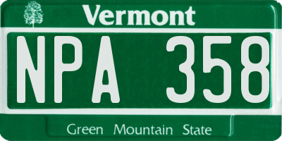 VT license plate NPA358