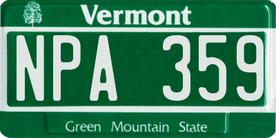 VT license plate NPA359