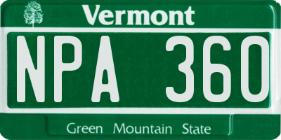 VT license plate NPA360