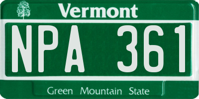 VT license plate NPA361