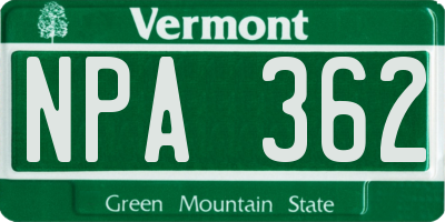 VT license plate NPA362