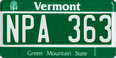 VT license plate NPA363
