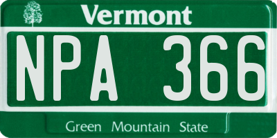 VT license plate NPA366