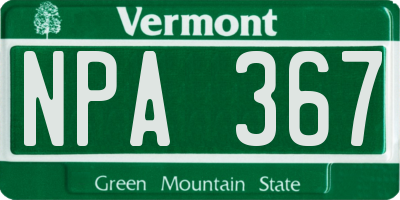 VT license plate NPA367