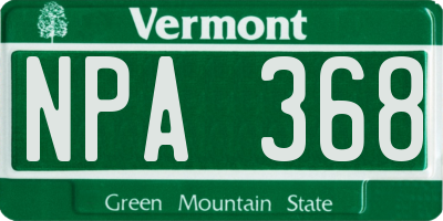 VT license plate NPA368