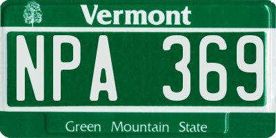 VT license plate NPA369