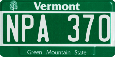 VT license plate NPA370