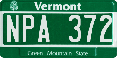 VT license plate NPA372