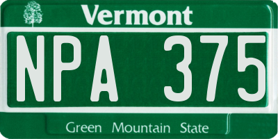 VT license plate NPA375