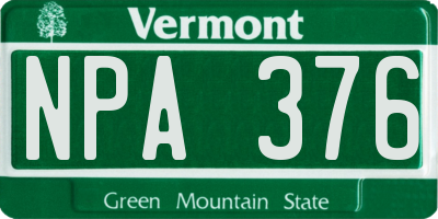 VT license plate NPA376