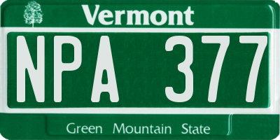 VT license plate NPA377