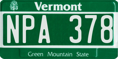 VT license plate NPA378