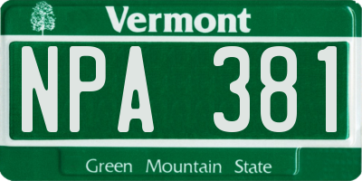 VT license plate NPA381