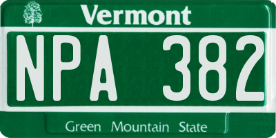 VT license plate NPA382