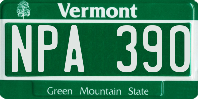 VT license plate NPA390