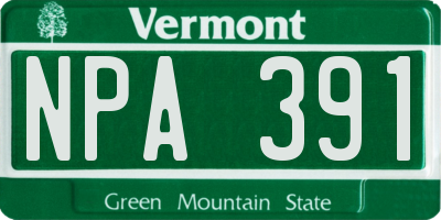 VT license plate NPA391