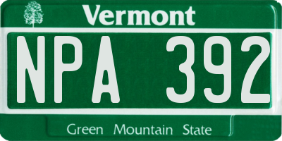 VT license plate NPA392