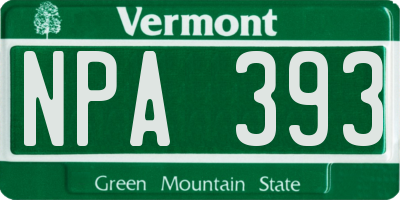 VT license plate NPA393