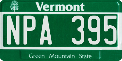 VT license plate NPA395