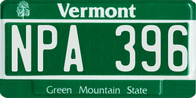 VT license plate NPA396