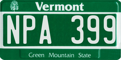 VT license plate NPA399