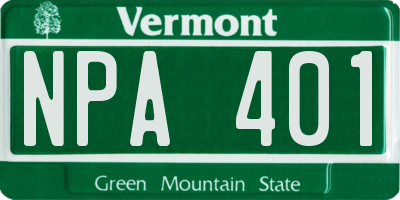 VT license plate NPA401