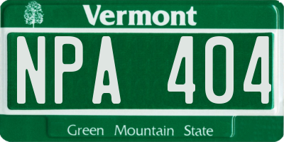 VT license plate NPA404
