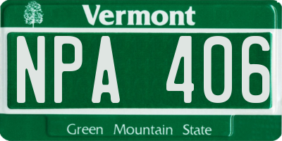 VT license plate NPA406