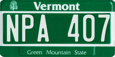VT license plate NPA407