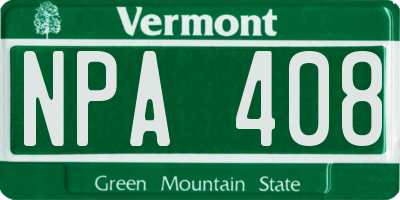 VT license plate NPA408
